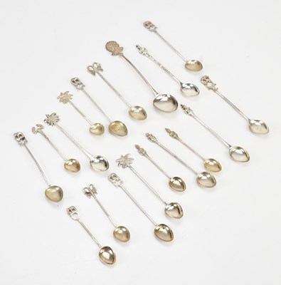 Lot 264 - A collection of Eastern white metal spoons,...