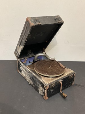 Lot 639 - DECCA; a wind up portable gramophone, serial...