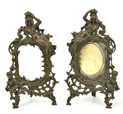 Lot 388 - A pair of Art Nouveau cast metal frames, model...