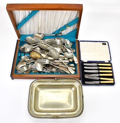 Lot 45 - A quantity of plated flatware, a cased set of...