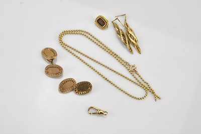 Lot 158 - A pair of yellow metal textured cufflinks with...