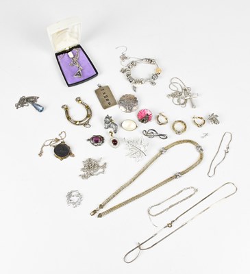 Lot 616 - A collection of sterling silver and white...