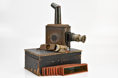 Lot 2097 - A boxed magic lantern, with slides.