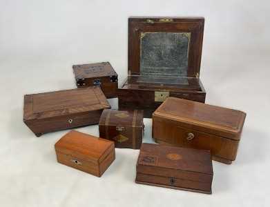Lot 40 - A group of boxes comprising a mahogany writing...