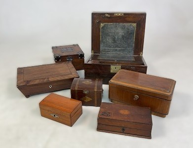 Lot 40 - A group of boxes comprising a mahogany writing...