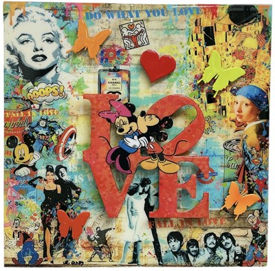 Lot 222 - URI DUSHY; original mixed media, 'Love V',...