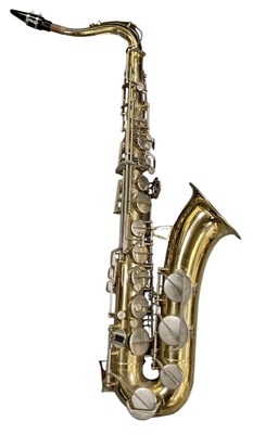 Lot 416 - CORTON; a bass saxophone with stand, overall...
