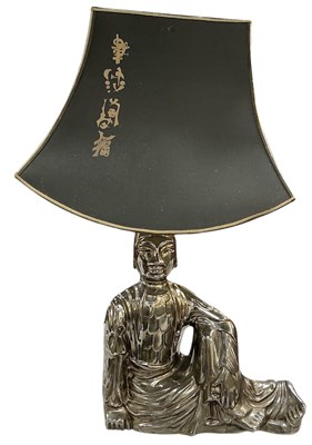 Lot 151 - A modern silvered porcelain figural table lamp,...