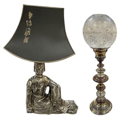 Lot 132 - A modern silvered porcelain figural table lamp,...