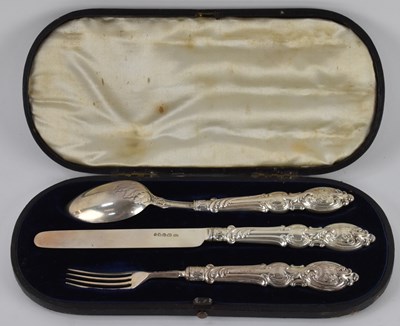 Lot 1135 - A cased late Victorian hallmarked silver three...