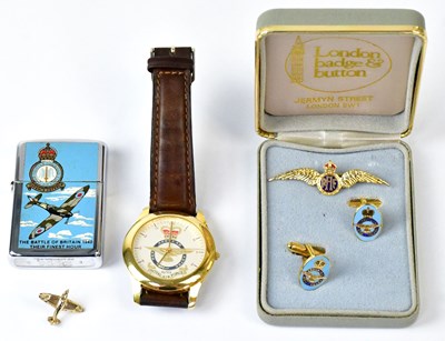 Lot 390 - A group of RAF related items, comprising a 9ct...