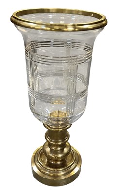 Lot 147 - RALPH LAUREN; a modern cut crystal glass brass...
