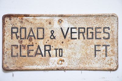 Lot 479 - A vintage tinplate sign, 'Road & Verges Clear...