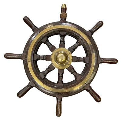 Lot 407 - An early 20th century turned wooden brass...