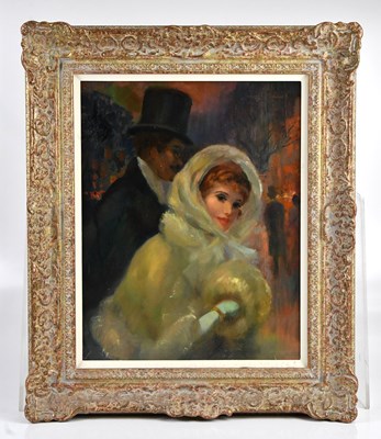 Lot 1083 - JOHN STREVENS; oil on board, 'Couple', signed...
