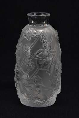 Lot 1214 - LALIQUE; a vase decorated with flowers and...