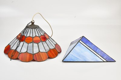 Lot 573 - Two stained glass lightshades, diameter of...