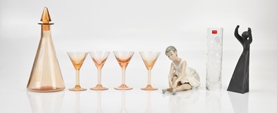 Lot 1225 - BACCARAT; a glass vase, a set of four Daum...