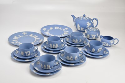 Lot 1415 - WEDGWOOD; a jasperware tea service comprising...