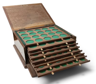 Lot 1698 - A late Victorian burr walnut eight drawer coin...