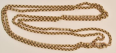 Lot 1300 - A 9ct yellow gold double belcher link watch...