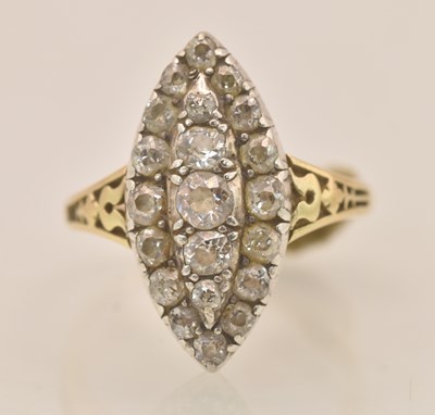 Lot 1210 - A late Victorian yellow metal diamond cluster...