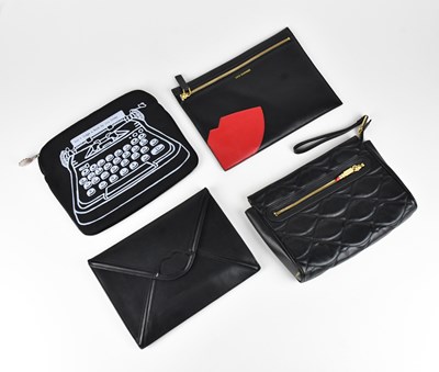 Lot 1278 - LULU GUINNESS; a black quilted leather pouch...