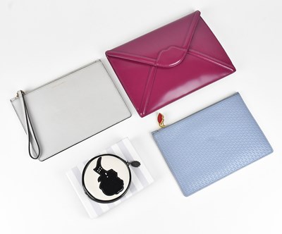 Lot 1301 - LULU GUINNESS; a pink leather pouch with lip...