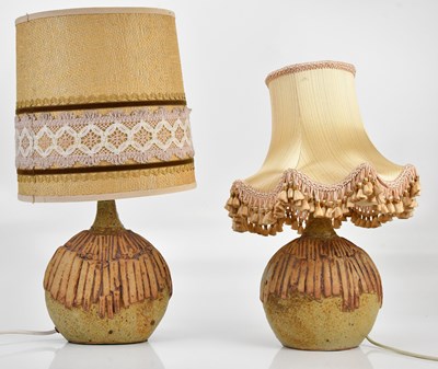 Lot 1505 - BERNARD ROOKE; two stoneware table lamp with...