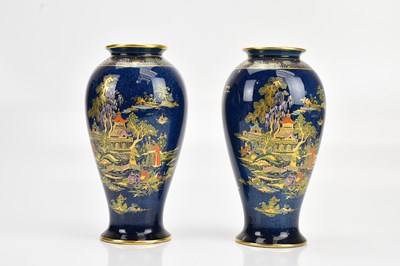 Lot 1506 - CROWN DEVON; a pair of inverted baluster form...