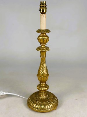 Lot 632 - A carved gilt wood Baroque style table lamp...