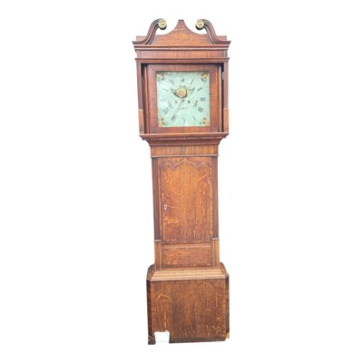 Lot 307 - A 19th century Wigan oak cased eight day...