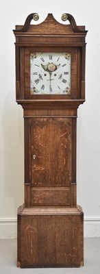 Lot 1340 - A 19th century Wigan oak cased eight day...