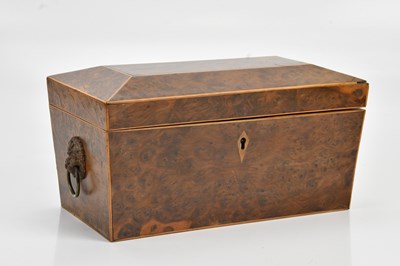Lot 482 - A Victorian burr walnut veneered tea caddy,...