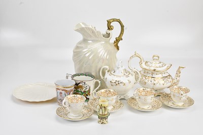 Lot 1406 - BELLEEK; a lustrous oyster dish, width 22.5cm,...