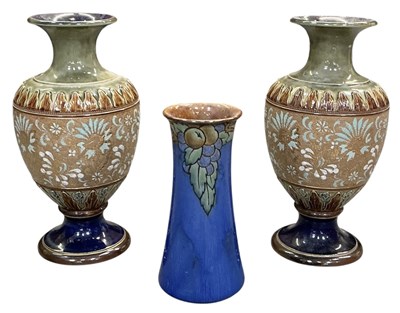 Lot 520 - ROYAL DOULTON; a pair of early 20th century...