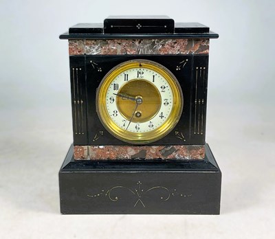 Lot 347 - A 19th century French slate mantel clock with...