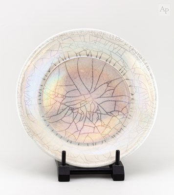 Lot 281 - JOHN DUNN (born 1944); a large shallow raku...