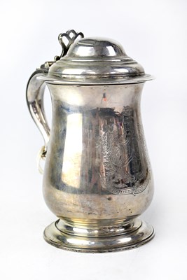 Lot 837 - A George III hallmarked silver tankard with...
