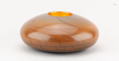 Lot 174 - DUNCAN AYSCOUGH; a squat smoke fired stoneware...