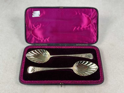 Lot 492 - CHARLES HOLLINSHED; a cased pair of George III...