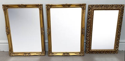 Lot 22 - A pair of gilt framed rectangular wall mirrors,...