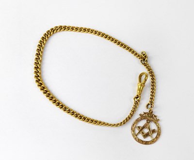 Lot 1026 - A 9ct gold Masonic pendant, stamped 9ct, on a...