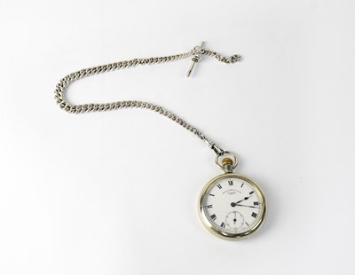 Lot 1087 - A stainless steel open face pocket watch, the...
