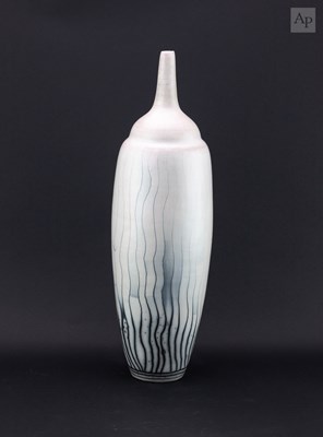 Lot 149 - DAVID ROBERTS (born 1947); a tall raku bottle,...