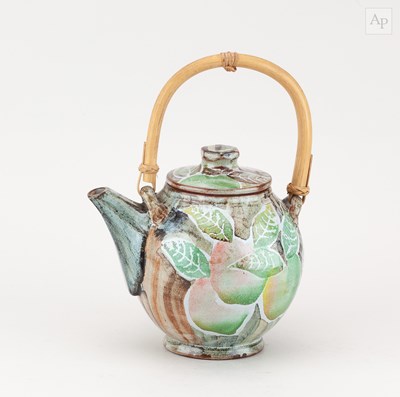 Lot 550 - ROB BIBBY; a tin glazed Maiolica style teapot...