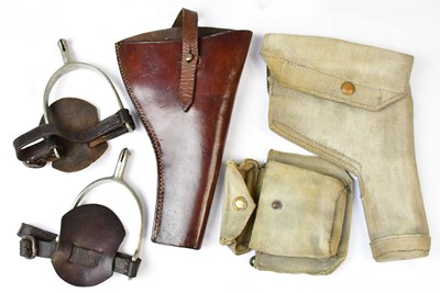 Lot 599 - A 1908 pattern leather pistol holster, stamped...