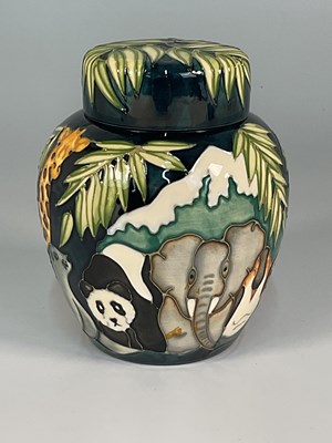 Lot 182 - MOORCROFT; a 'Noah's Ark' pattern ginger jar,...
