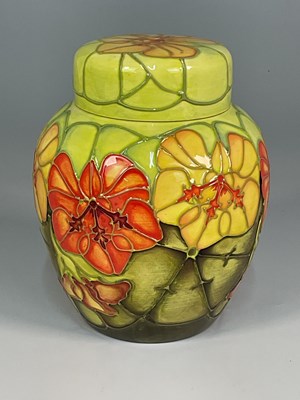Lot 198 - MOORCROFT; a 'Nasturtium' pattern ginger jar,...