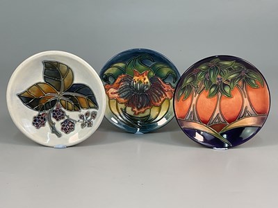 Lot 302 - MOORCROFT; three pin dishes comprising: 'Anna...